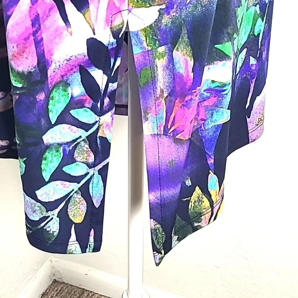 Clara Sun Woo Purple Multicolor Floral Tunic Top, Size Large - Picture 6 of 9